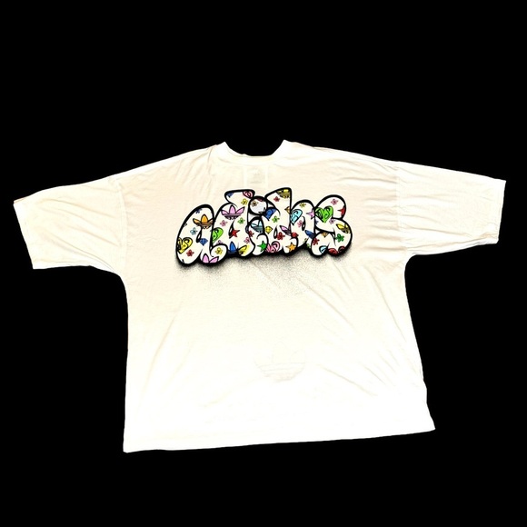 adidas Originals x Jeremy Scott one size t-shirt dress in white with gra… - Picture 3 of 8